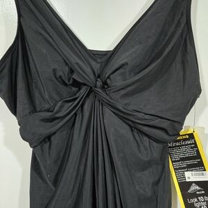 Women's Black Miraclesuit Swim Dress Front Twist Size 24
